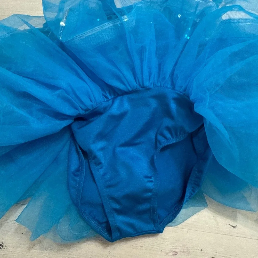 Weismann girls‎ blue tutu sequin leotard child size IC 7/8